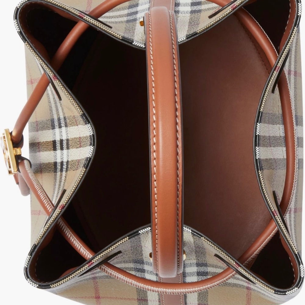 Burberry small TB check coated canvas bucket bag - Picture 4 of 5
